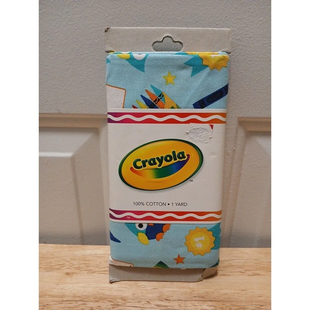 Crayola Fabric 100% Cotton Blue Crayola Box Material 2017 Hallmark Cotton 1 Yd